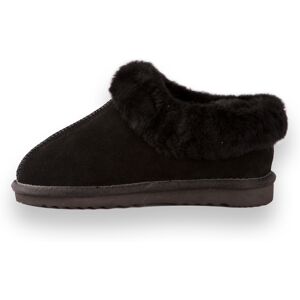 Aus Wooli Womens Australia Unisex Sheepskin Wool Traditional Ankle Slippers - Black Leather - Size Uk 11 Aus Wooli Womens Australia Unisex Sheepskin Wool Traditional Ankle Slippers - Black Leather - Size Uk 11