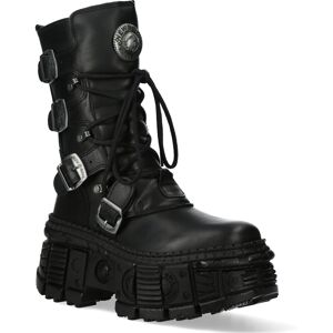 New Rock Unisex Mid-Calf Leather Goth Boots-Wall373-S5 - Black - Size Eu 42 New Rock Unisex Mid-Calf Leather Goth Boots-Wall373-S5 - Black - Size Eu 42