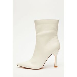 Quiz Womens Cream Faux Leather Ankle Boots - Size Uk 7