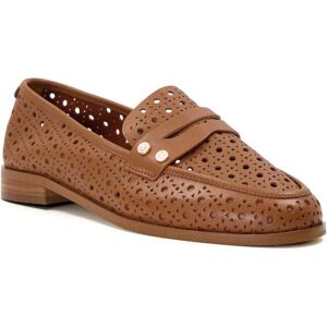 Dune London Womens Ladies Glimmered - Laser-Cut-Detail Penny Loafers - Tan Leather (Archived) - Size Uk 4 Dune London Womens Ladies Glimmered - Laser-Cut-Detail Penny Loafers - Tan Leather (Archived) - Size Uk 4