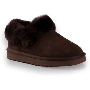 Aus Wooli Womens Australia Unisex Sheepskin Wool Coogee Traditional Ankle Slippers - Chocolate Leather - Size Uk 4 Aus Wooli Womens Australia Unisex Sheepskin Wool Coogee Traditional Ankle Slippers - Chocolate Leather - Size Uk 4
