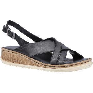 Hush Puppies Womens Elena Cross Over Wedge Sandals - Black Leather - Size Uk 4 Hush Puppies Womens Elena Cross Over Wedge Sandals - Black Leather - Size Uk 4