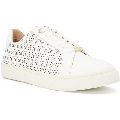 Dune London Womens Ladies Laser-Cut Detail Trainers Ease - White Leather (Archived) - Size Uk 8 Dune London Womens Ladies Laser-Cut Detail Trainers Ease - White Leather (Archived) - Size Uk 8