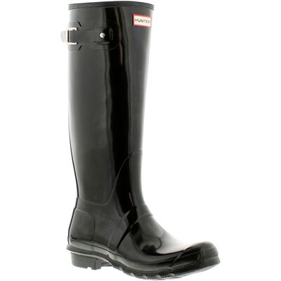 Hunter Womens Original Tall Gloss Wellington Boots - Black Rubber - Size Uk 5 Hunter Womens Original Tall Gloss Wellington Boots - Black Rubber - Size Uk 5