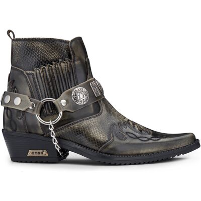 Infinity Leather Mens Olive Snakeskin Winklepicker Cowboy Ankle Boots - Size Eu 41 Infinity Leather Mens Olive Snakeskin Winklepicker Cowboy Ankle Boots - Size Eu 41
