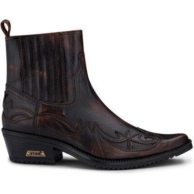 Infinity Leather Mens Black/brown Winklepicker Cowboy Ankle Boots - Size Eu 40 Infinity Leather Mens Black/brown Winklepicker Cowboy Ankle Boots - Size Eu 40