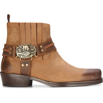 Infinity Leather Mens Cowboy Ankle Boots Brown Tan Biker Western Square Toe Hunting Boot - Size Eu 40 Infinity Leather Mens Cowboy Ankle Boots Brown Tan Biker Western Square Toe Hunting Boot - Size Eu 40