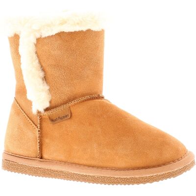 Hush Puppies Womens Ashlyn Genuine Suede Bootie Slippers Tan - Size Uk 3 Hush Puppies Womens Ashlyn Genuine Suede Bootie Slippers Tan - Size Uk 3