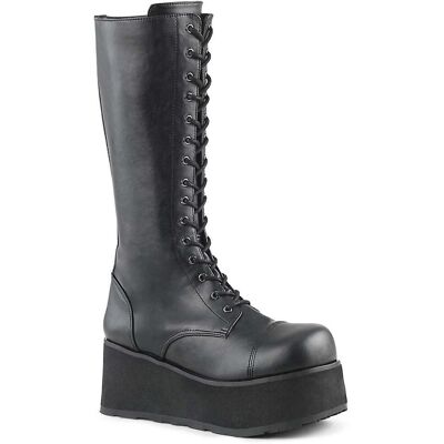 Demonia Mens Trashville 502 Black Vegan Leather Platform Boots - Size Uk 12 Demonia Mens Trashville 502 Black Vegan Leather Platform Boots - Size Uk 12