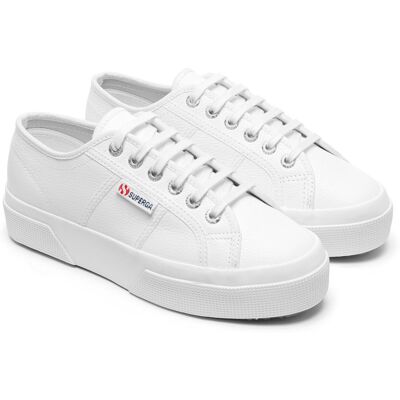 Superga Unisex Womens/ladies 2740 Tumbled Leather Platform Heel Trainers (White) - Size Uk 6 Superga Unisex Womens/ladies 2740 Tumbled Leather Platform Heel Trainers (White) - Size Uk 6