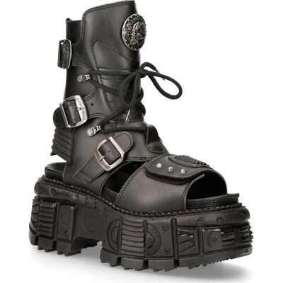 New Rock Unisex Black Vegan Leather Sandal Boots- Bios107-V1 - Size Eu 40 New Rock Unisex Black Vegan Leather Sandal Boots- Bios107-V1 - Size Eu 40