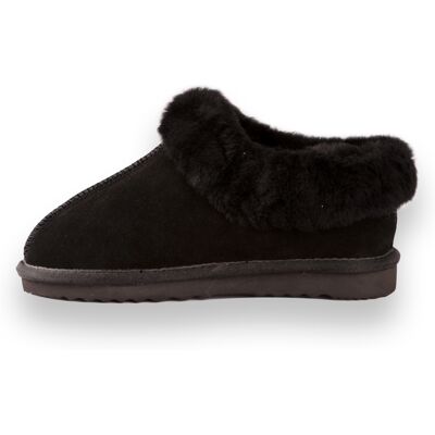 Aus Wooli Womens Australia Unisex Sheepskin Wool Traditional Ankle Slippers - Black Leather - Size Uk 13 Aus Wooli Womens Australia Unisex Sheepskin Wool Traditional Ankle Slippers - Black Leather - Size Uk 13