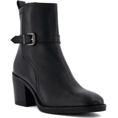 Dune London Womens Ladies Prance - Buckled Block-Heeled Ankle Boots - Black Leather - Size Uk 3 Dune London Womens Ladies Prance - Buckled Block-Heeled Ankle Boots - Black Leather - Size Uk 3