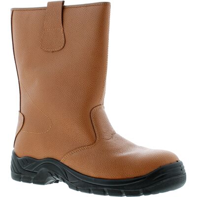 Tradesafe Mens Safety Boots Riggers Slip On Tan Imitation Leather - Size Uk 7 Tradesafe Mens Safety Boots Riggers Slip On Tan Imitation Leather - Size Uk 7