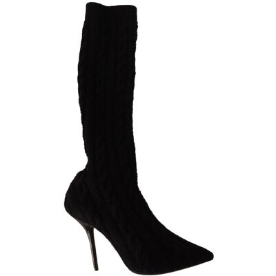Dolce & Gabbana Womens Black Stretch Socks Knee High Booties Shoes Textile - Size Uk 6.5 Dolce & Gabbana Womens Black Stretch Socks Knee High Booties Shoes Textile - Size Uk 6.5