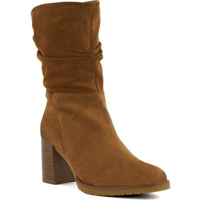 Dune London Womens Ladies Prominent Ruched Block-Heeled Ankle Boots - Tan Suede - Size Uk 5 Dune London Womens Ladies Prominent Ruched Block-Heeled Ankle Boots - Tan Suede - Size Uk 5