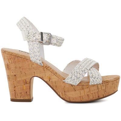 Dune London Womens Ladies Jillys - Braid-Strap Cork-Platform Sandals - Silver - Size Uk 4 Dune London Womens Ladies Jillys - Braid-Strap Cork-Platform Sandals - Silver - Size Uk 4