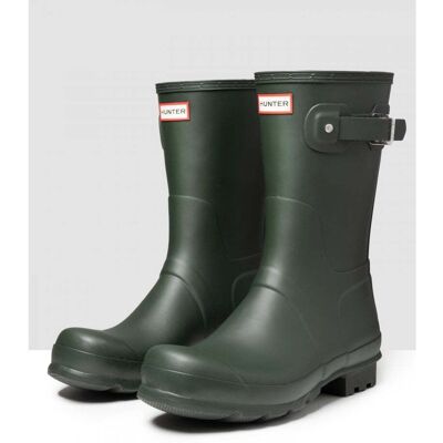 Hunter Mens Original Short Boots - Olive Rubber - Size Uk 8 Hunter Mens Original Short Boots - Olive Rubber - Size Uk 8