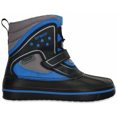 Crocs Childrens Unisex Allcast Duck Kids Black/blue Boots - Size Uk 2 Crocs Childrens Unisex Allcast Duck Kids Black/blue Boots - Size Uk 2