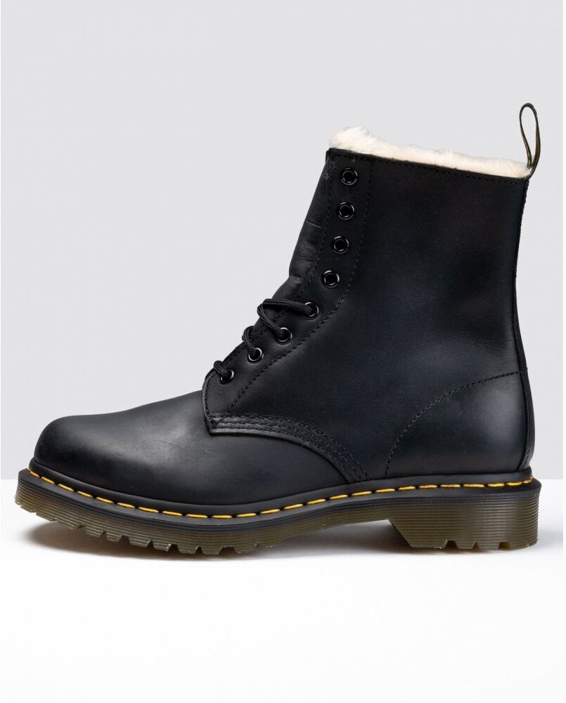 Dr Martens 1460 Serena Wyoming Fur Lined Womens Boot - Black Leather - Size Uk 4