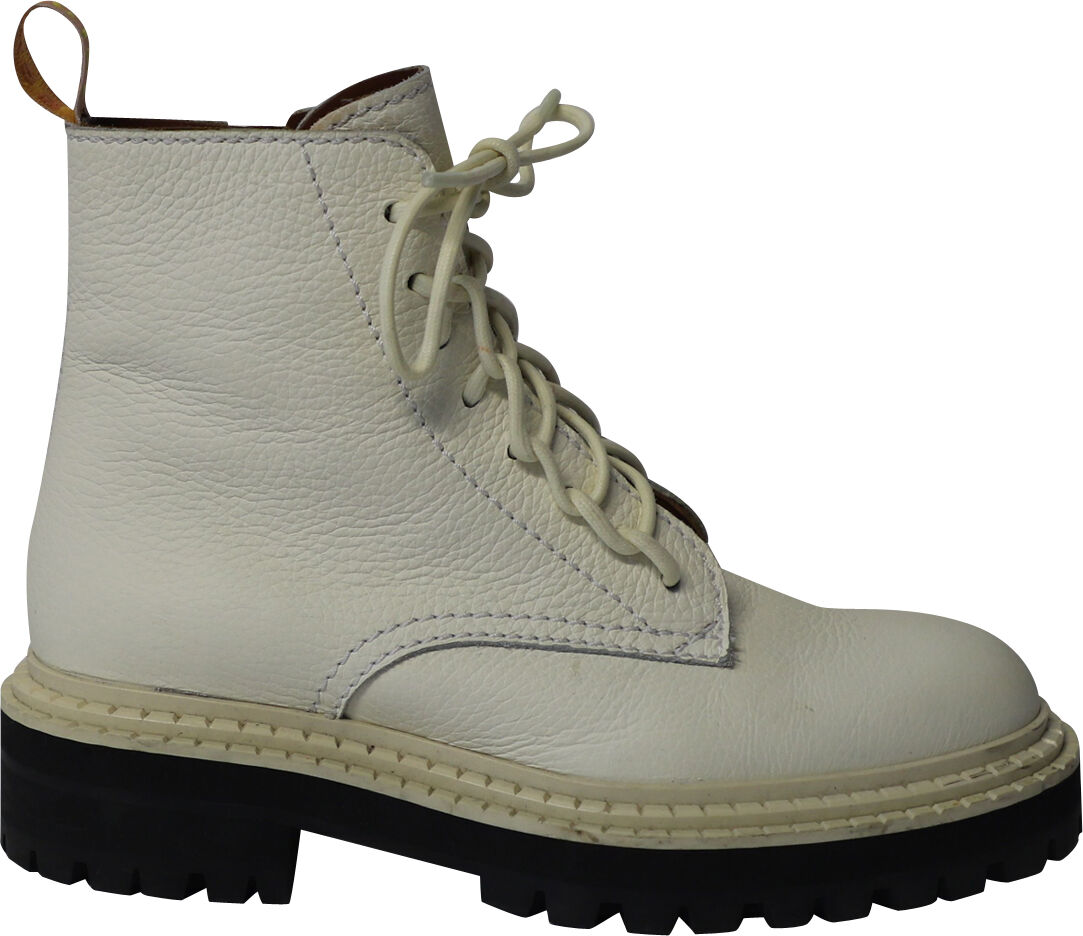 Proenza Schouler Pre-Owned Womens Lug Sole Combat Boots In White Calfskin Leather - Size Eu 36