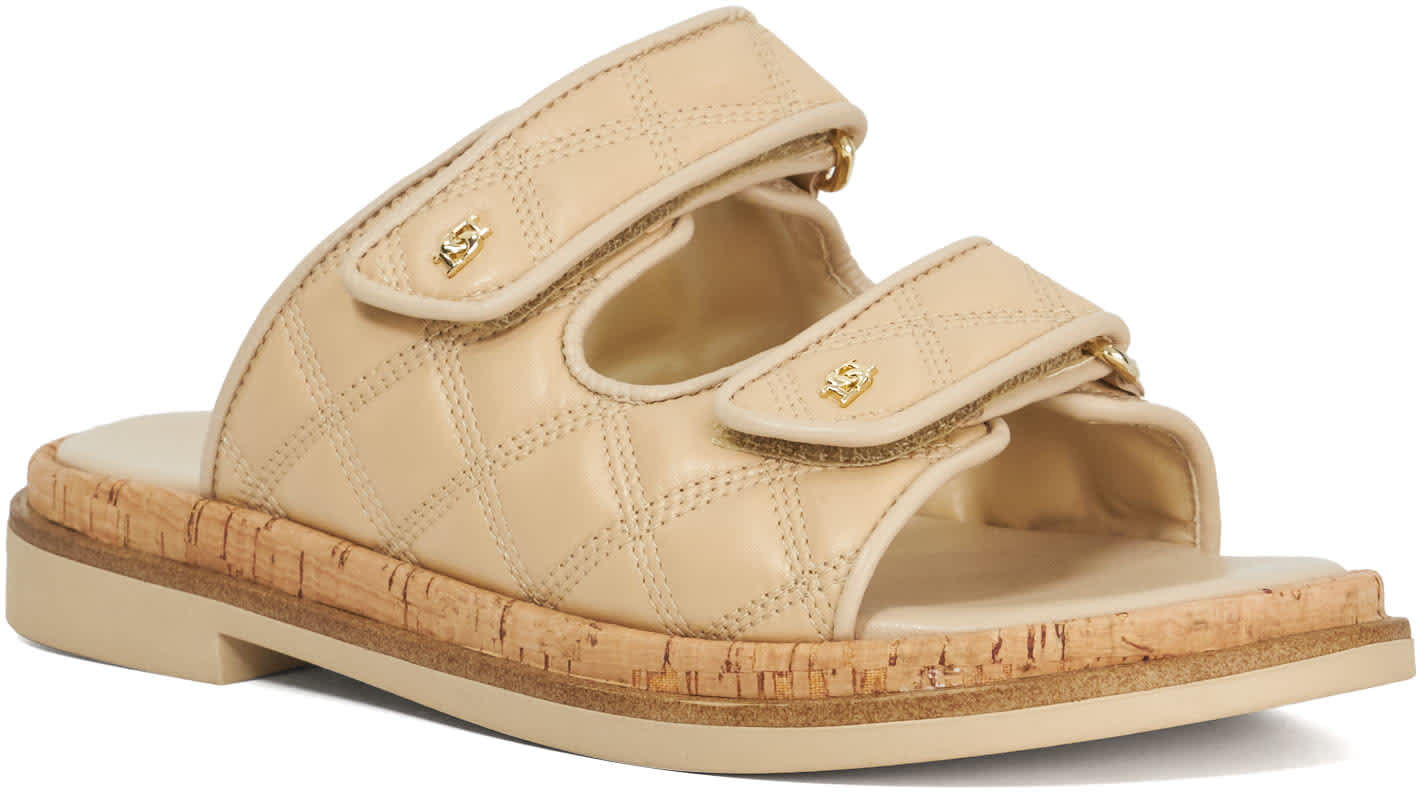 Dune London Womens Ladies Lottais - Quilted Double Strap Sandals - Camel Leather - Size Uk 8