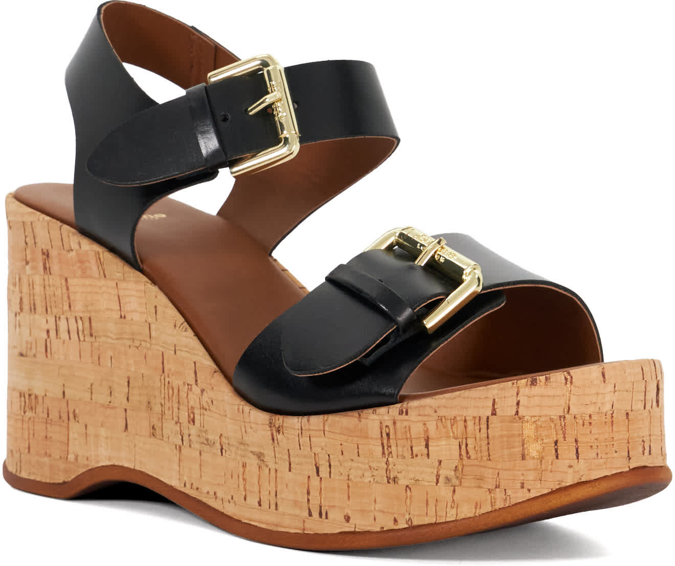 Dune London Womens Ladies Kamia - Open Toe Wedge Heel Sandals - Black Leather - Size Uk 6