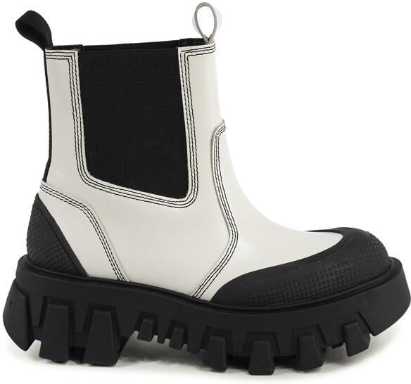 Tommy Hilfiger Womens Chelsea Boots Lug Sole - White Leather - Size Eu 39
