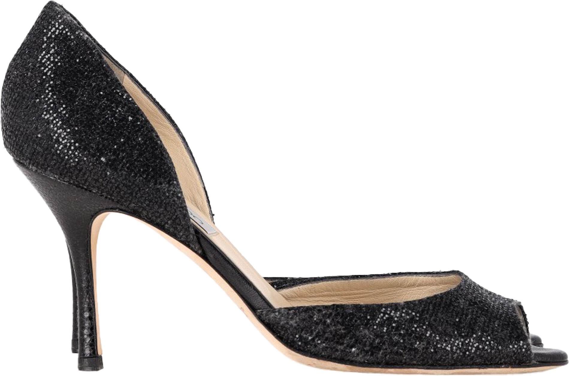 Jimmy Choo Pre-Owned Womens Peep Toe D'Orsay Pumps In Black Glitter - Size Eu 39