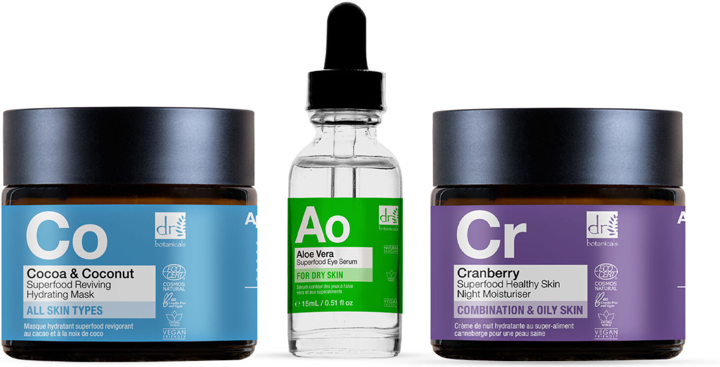 Dr Botanicals Unisex Aloe Vera Eye Serum 15ml + Night Moisturiser + Coconut Mask 60ml - Brown - One Size