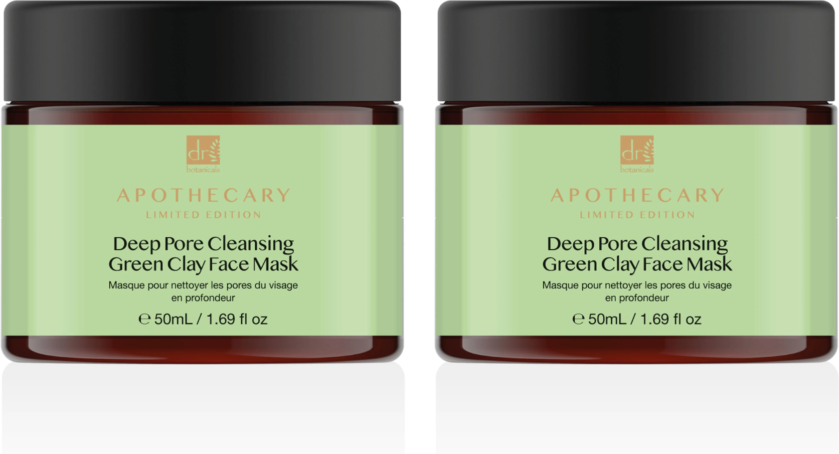 Dr. Botanicals Unisex Dr Deep Pore Cleansing Green Clay Face Mask 50ml Twin Value Savings Pack - One Size