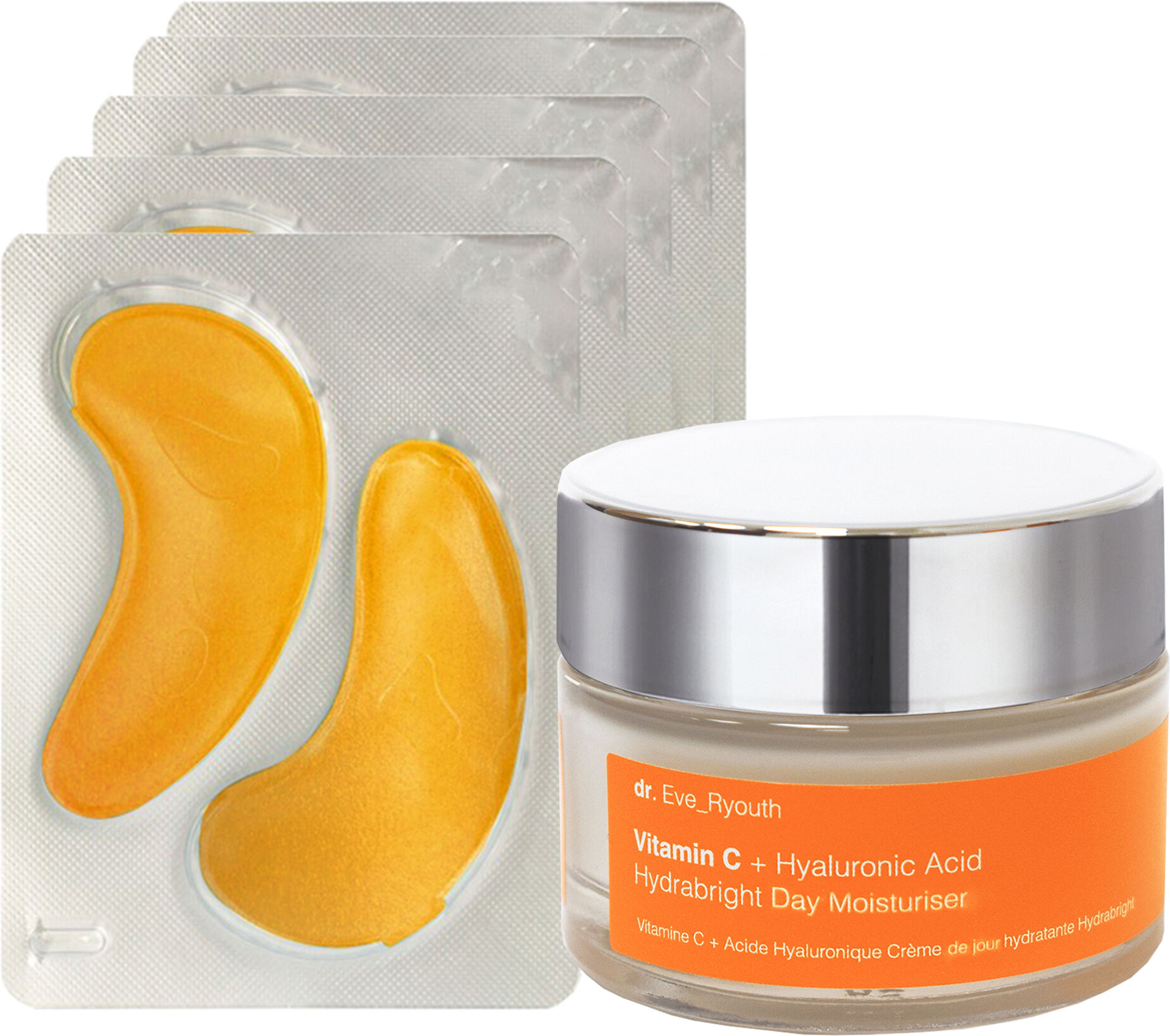Dr. Eve_ryouth Unisex 24k Gold + Antioxidant Hydrating Eye Treatments Pads + Vitamin C + Hyaluronic Acid hydrabright day Moisturiser 50ml - One Size
