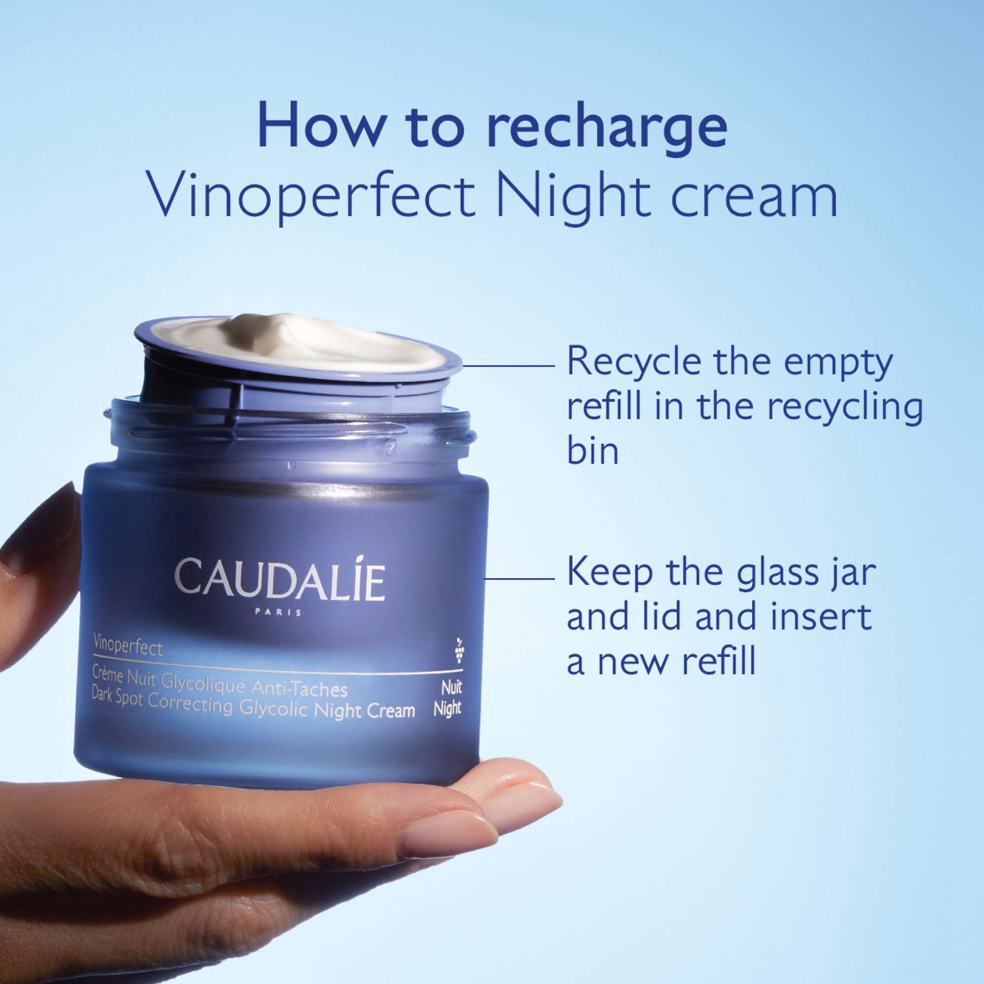 Caudalie Womens Vinoperfect Dark Spot Correcting Glycolic Night Cream Refill - Brightening Skincare Solution 50ml - One Size
