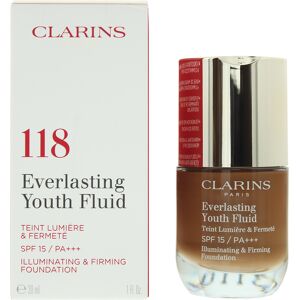 Clarins Womens Everlasting Youth Fluid Foundation 30ml 118 Sienna - Na - One Size Clarins Womens Everlasting Youth Fluid Foundation 30ml 118 Sienna - Na - One Size
