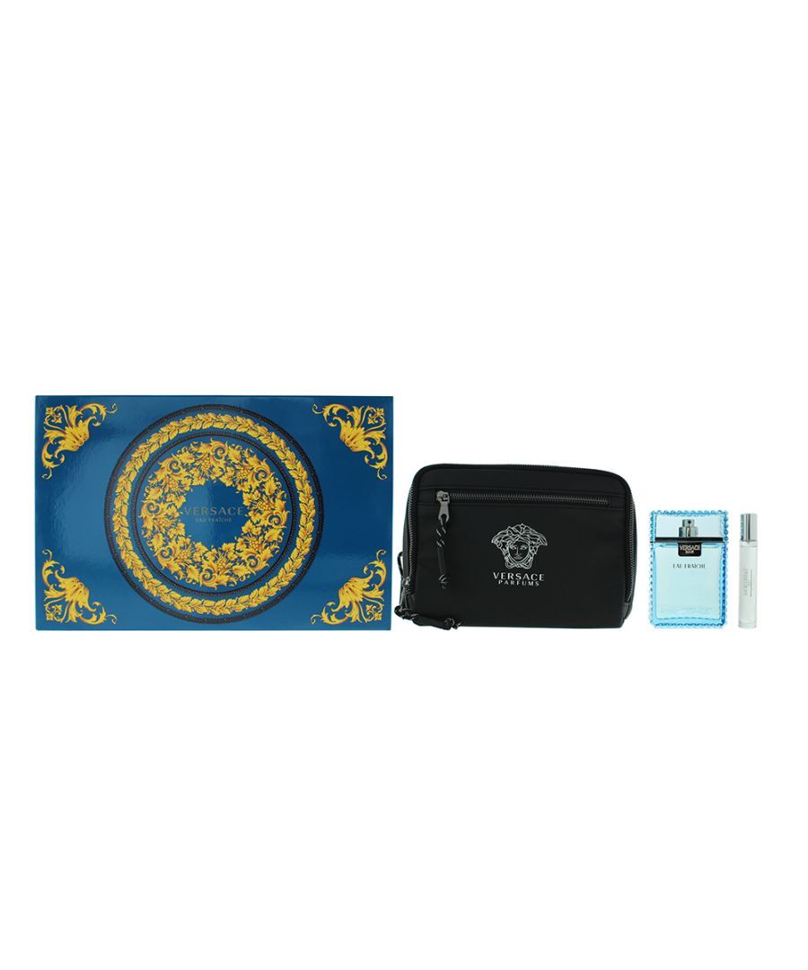 Versace Mens Man Eau Fraiche Eau De Toilette 100ml, Eau De 10ml + Bag Gift Set - Na - One Size