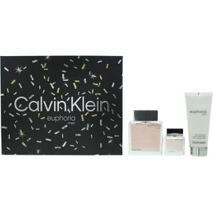 Calvin Klein Mens Euphoria Men Eau De Toilette 100ml + 15ml + Aftershave Balm Gift Set - One Size