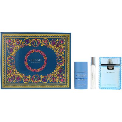 Versace Men Eau Fraiche Gift Set - 100ml EDT, 75ml Deodorant, 10ml Travel Spray Versace Men Eau Fraiche Gift Set - 100ml EDT, 75ml Deodorant, 10ml Travel Spray