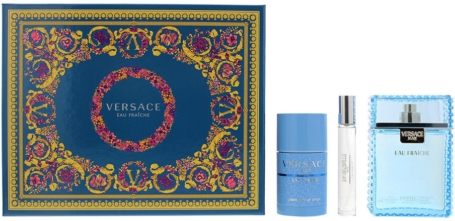 Versace Mens Man Eau Fraiche Eau De Toilette 100ml, Deodorant Stick 75ml + Eau De 10ml Gift Set - Na - One Size