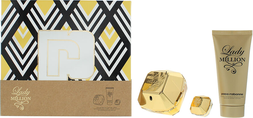 Paco Rabanne Womens Lady Million Eau De Parfum 80ml, Eau De 5ml + Body Lotion 100ml Gift Set - One Size