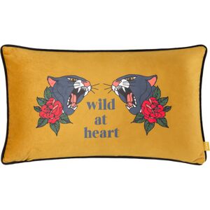 Furn. Inked Wild Velvet Piped Filled Cushion - Gold - Size 30 Cm X 50 Cm Furn. Inked Wild Velvet Piped Filled Cushion - Gold - Size 30 Cm X 50 Cm