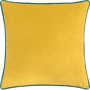 Paoletti Meridian Piped Velvet Cushion Cover - Yellow - One Size Paoletti Meridian Piped Velvet Cushion Cover - Yellow - One Size
