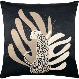 Furn. Aurora Leopard Velvet Cushion - Black - One Size Furn. Aurora Leopard Velvet Cushion - Black - One Size