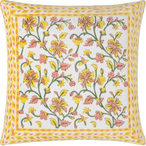 Paoletti Mentera Floral Velvet Cushion Cover - Yellow - One Size Paoletti Mentera Floral Velvet Cushion Cover - Yellow - One Size