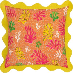 Furn. Coral Scalloped Cushion Cover - Yellow Cotton - Size 50 Cm X 50 Cm Furn. Coral Scalloped Cushion Cover - Yellow Cotton - Size 50 Cm X 50 Cm