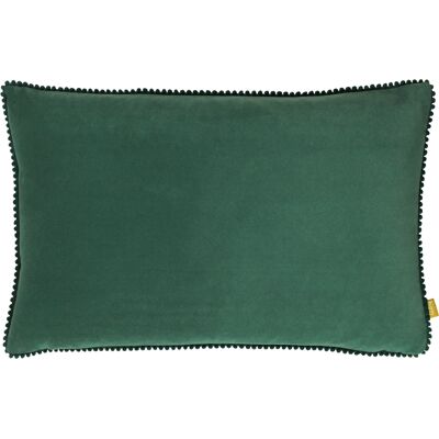 Furn Cosmo Soft Velvet Pom Pom Trimmed Cushion - Aqua 30cm x 50cm - Cushion Furn Cosmo Soft Velvet Pom Pom Trimmed Cushion - Aqua 30cm x 50cm - Cushion