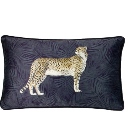 Paoletti Cheetah Forest Velvet Piped Cushion Cover - Navy - One Size Paoletti Cheetah Forest Velvet Piped Cushion Cover - Navy - One Size