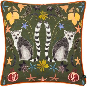 Wylder Lemurs Piped Cushion Cover - Green - Size 43 Cm X 43 Cm Wylder Lemurs Piped Cushion Cover - Green - Size 43 Cm X 43 Cm