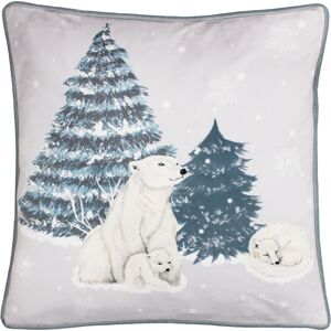 Furn. Arcticus Polar Bear Fleece Feather Filled Cushion - Blue - Size 45 Cm X 45 Cm Furn. Arcticus Polar Bear Fleece Feather Filled Cushion - Blue - Size 45 Cm X 45 Cm