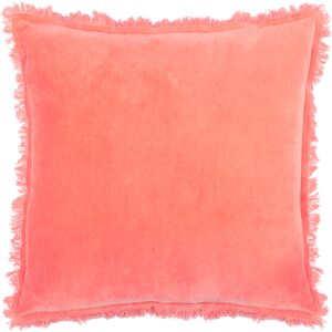 Furn. Gracie Velvet Fringed Cushion Cover - Coral Cotton - Size 45 Cm X 45 Cm Furn. Gracie Velvet Fringed Cushion Cover - Coral Cotton - Size 45 Cm X 45 Cm