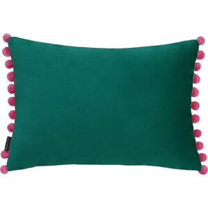 Paoletti Fiesta Velvet Pom Pom Trimmed Cushion Cover - Teal - One Size Paoletti Fiesta Velvet Pom Pom Trimmed Cushion Cover - Teal - One Size